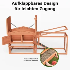 Wiltec XXL Hasenstall 1560 x 520 x 680 mm mit Freilaufgehege und erhöhtem Unterschlupf aus Fichtenholz, Kaninchenkäfig mit 2 Etagen, Kleintierstall
