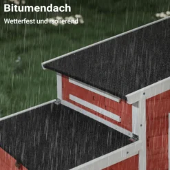Wiltec XXL Hühnerstall 2010 x 813 x 1165 mm rot-weiß mit Freilauf und Nistkasten aus Fichtenholz, Hühnerhaus mit Unterschlupf, Gitter und Kotwanne verzinkt