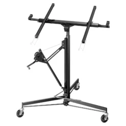 Wiltec XXL Plattenheber bis max. 68 kg, Höhe 140-350 cm, max. Breite 2,90 m, Trockenbau Montagehilfe 1-Mann-Bedienung, 3 Räder mit Feststellbremse, schwarz