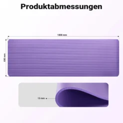 Wiltec Yogamatte violett 180x60x1,5cm Turnmatte Gymnastikmatte Bodenmatte rutschfest extradick Sport