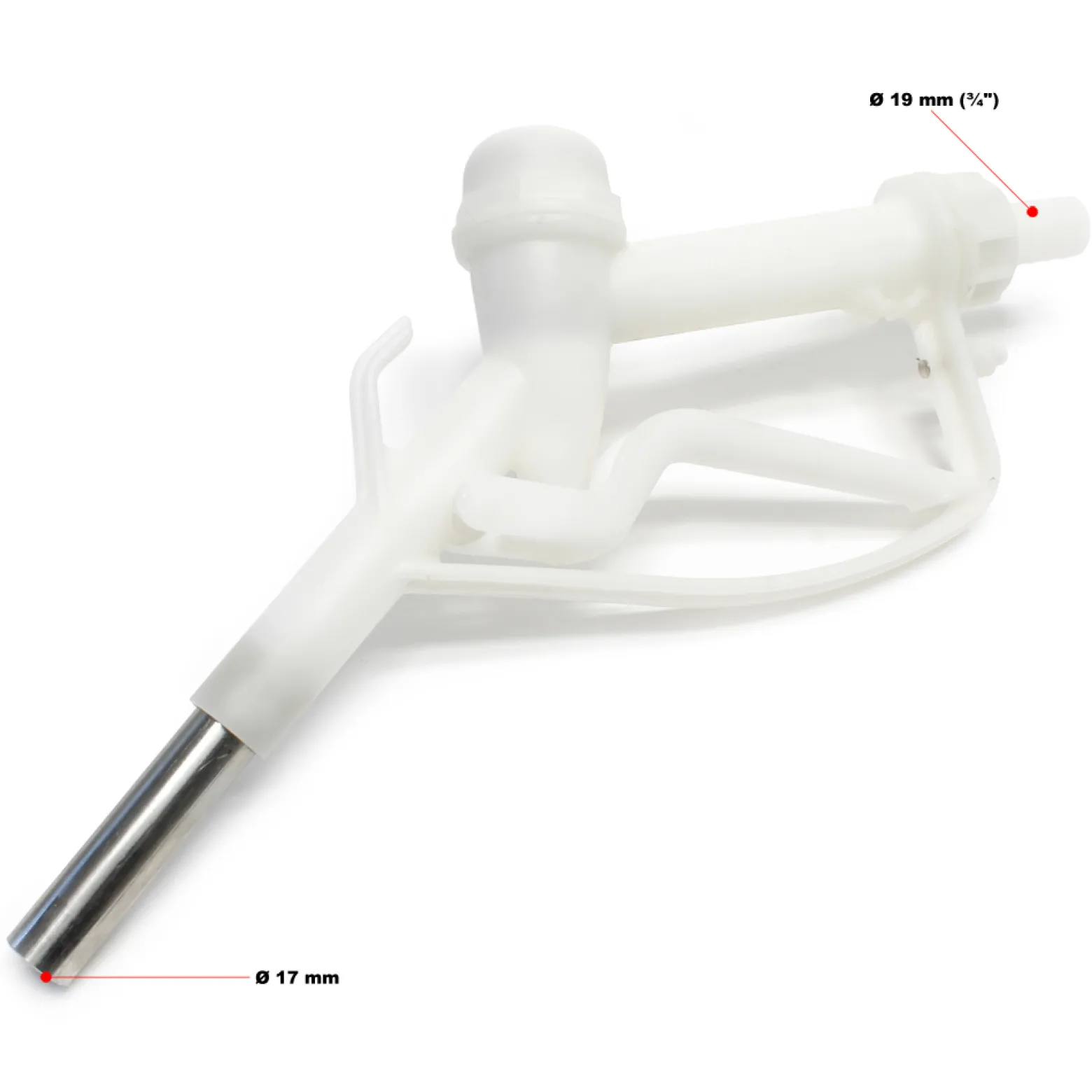 Wiltec Zapfpistole manuell aus Kunststoff, 174 x 60 x 407 mm, 0-60 l/min, für Harnstoffpumpe, AUS32 Förderpumpe zur Betankung