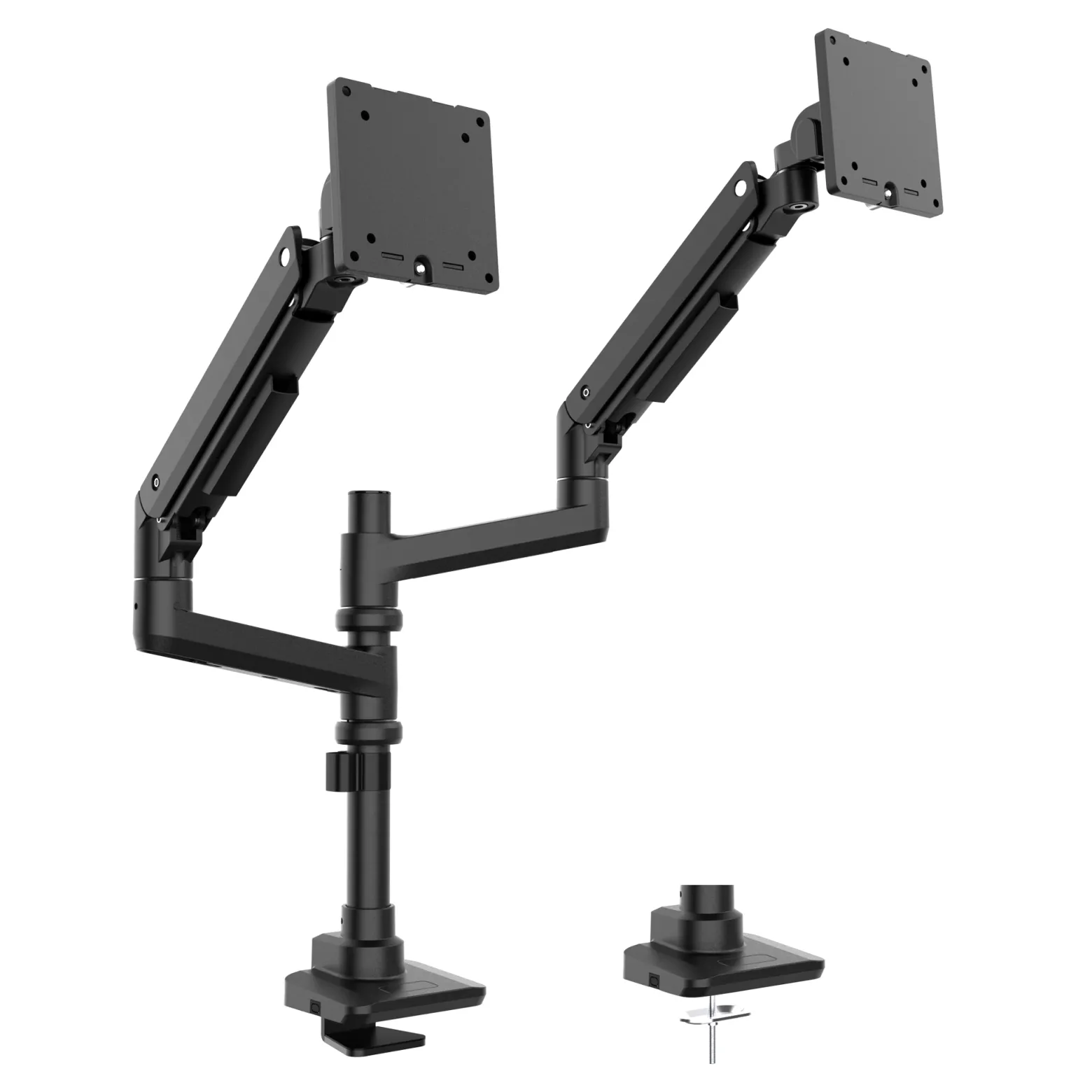 Wiltec Zweifach Monitorhalterung mit VESA-Platte für flache & gebogene Monitore, Bildschirmhalterung bis 20 kg, Monitorhalter mit Tischklemme