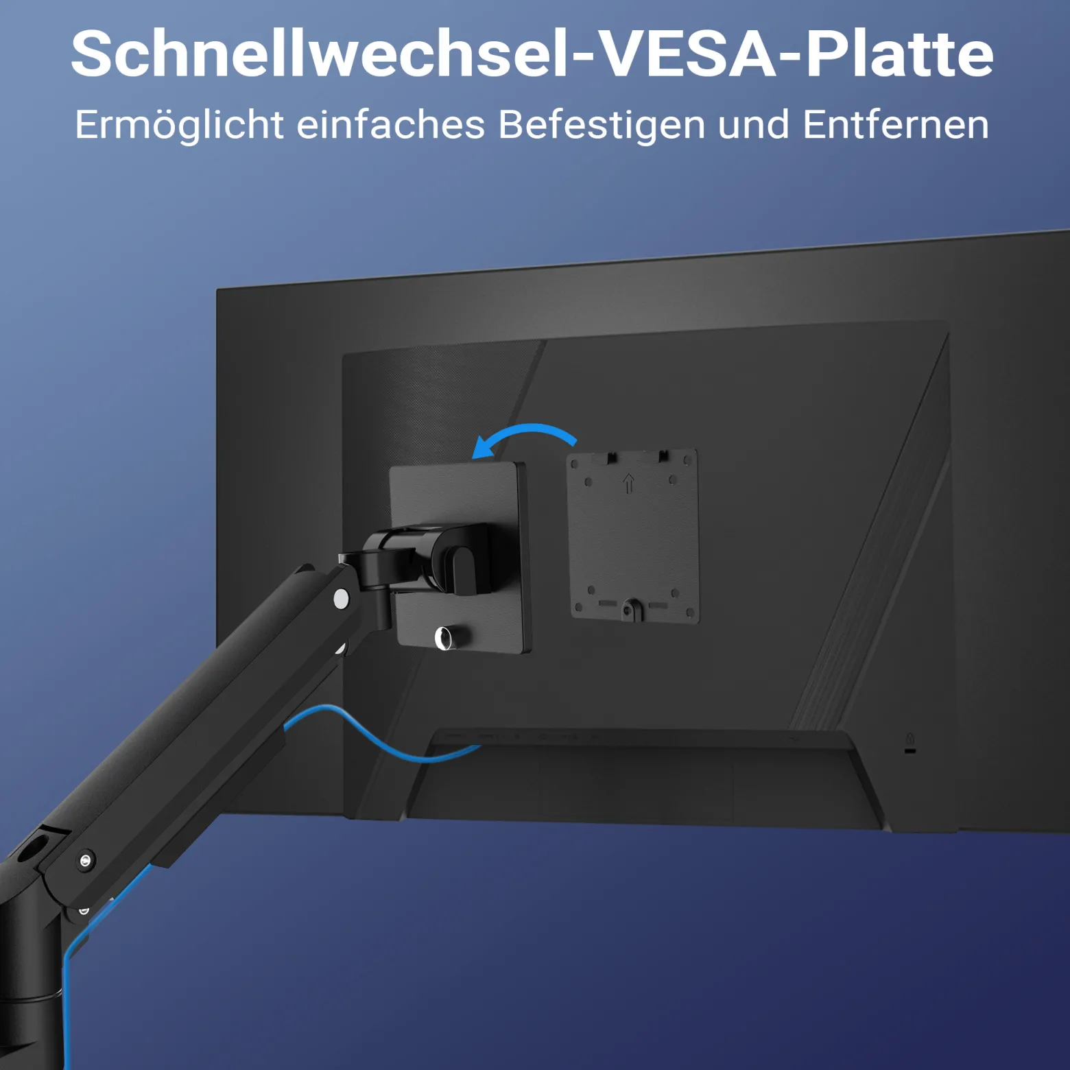 Wiltec Zweifach Monitorhalterung mit VESA-Platte für flache & gebogene Monitore, Bildschirmhalterung bis 20 kg, Monitorhalter mit Tischklemme