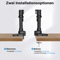 Wiltec Zweifach Monitorhalterung mit VESA-Platte für flache & gebogene Monitore, Bildschirmhalterung bis 20 kg, Monitorhalter mit Tischklemme