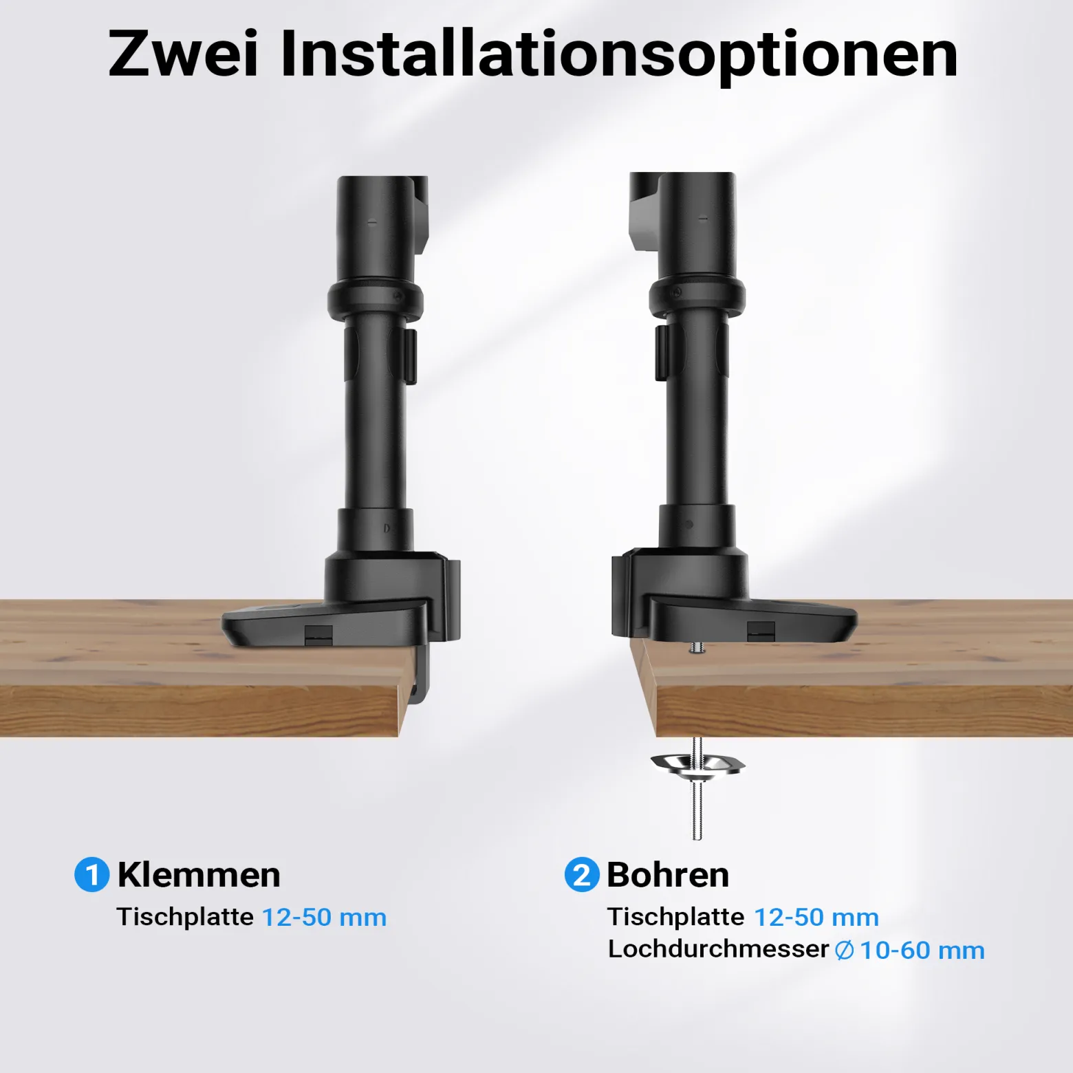 Wiltec Zweifach Monitorhalterung mit VESA-Platte für flache & gebogene Monitore, Bildschirmhalterung bis 20 kg, Monitorhalter mit Tischklemme
