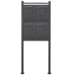2x2 Briefkasten V53 Anthrazit Postkasten mit Briefkastenständer und Sichtschlitzen, Postbox