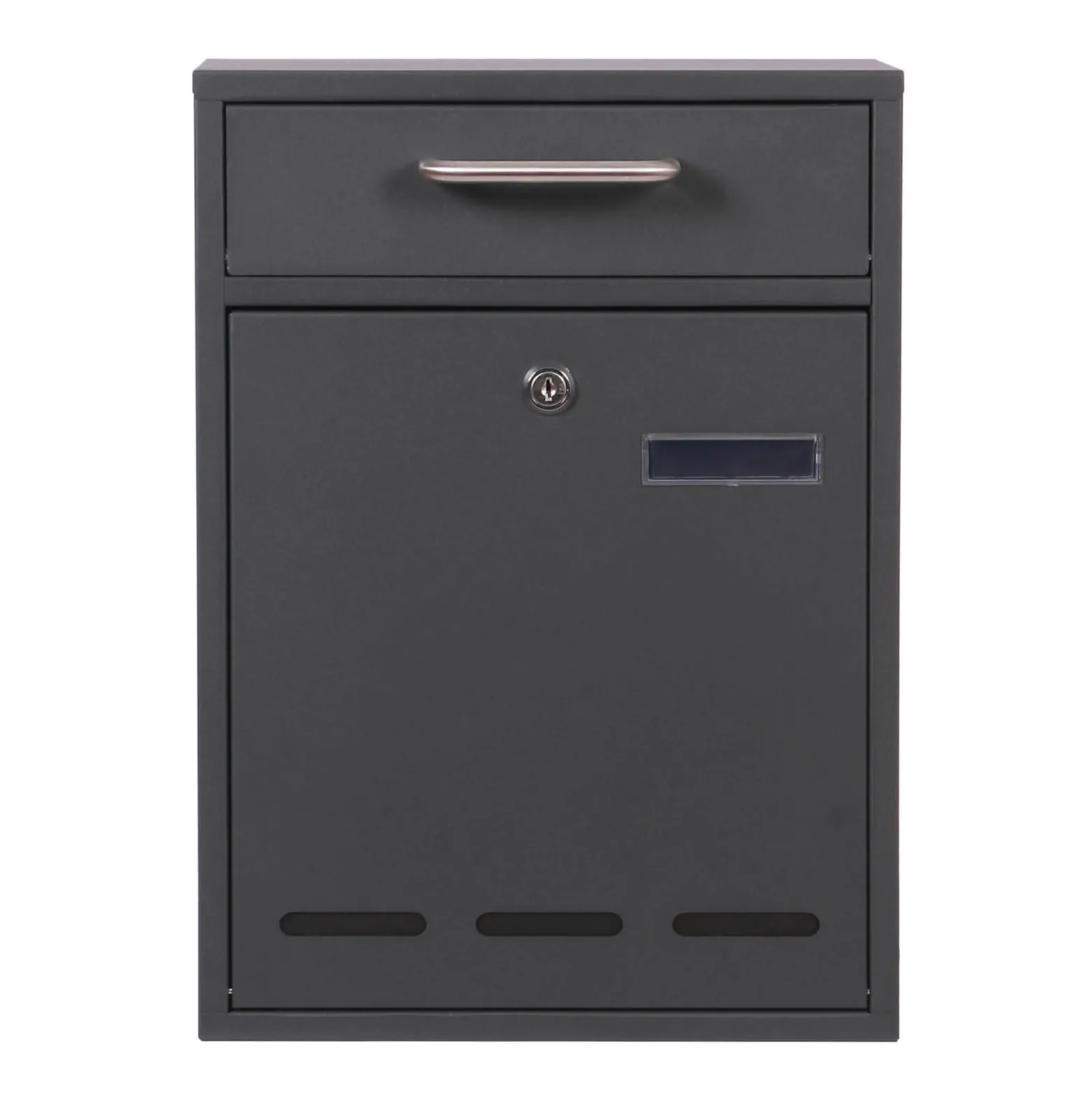 2x3 Briefkasten V53 Anthrazit Postkasten abschließbarer Wandbriefkasten mit Sichtschlitzen