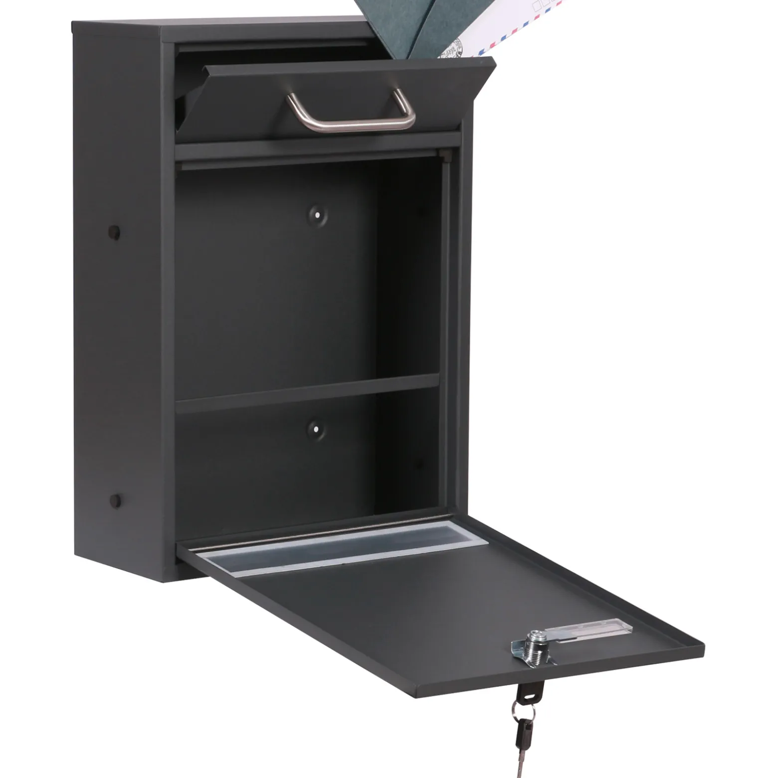 2x3 Briefkasten V53 Anthrazit Postkasten abschließbarer Wandbriefkasten mit Sichtschlitzen