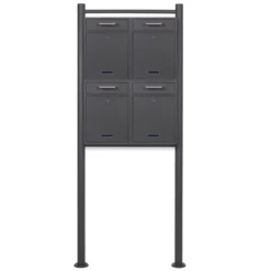 2x2 Briefkasten V52 in Anthrazit Postkasten mit Briefkastenständer und Namensschild, Postbox