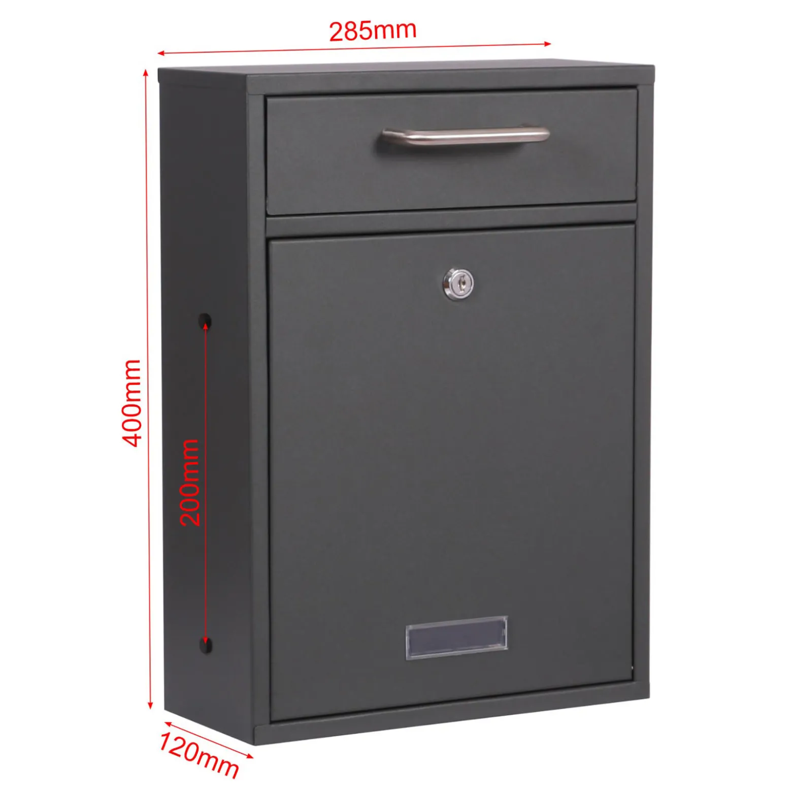 2x2 Briefkasten V52 in Anthrazit Postkasten mit Briefkastenständer und Namensschild, Postbox