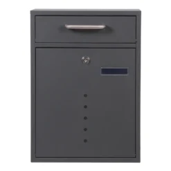2x2 Briefkasten V51 in Anthrazit Postkasten abschließbarer Wandbriefkasten mit Sichtfenstern