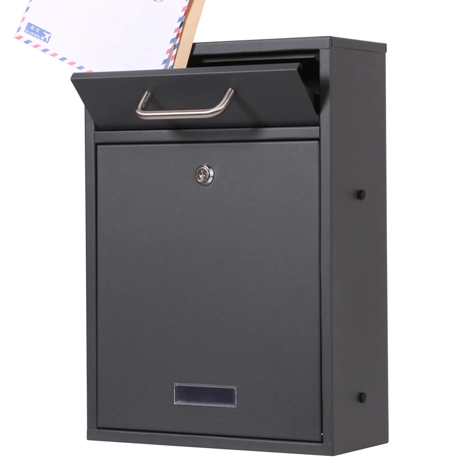 2x3 Briefkasten V52 in Anthrazit Postkasten abschließbarer Wandbriefkasten mit Namensschild