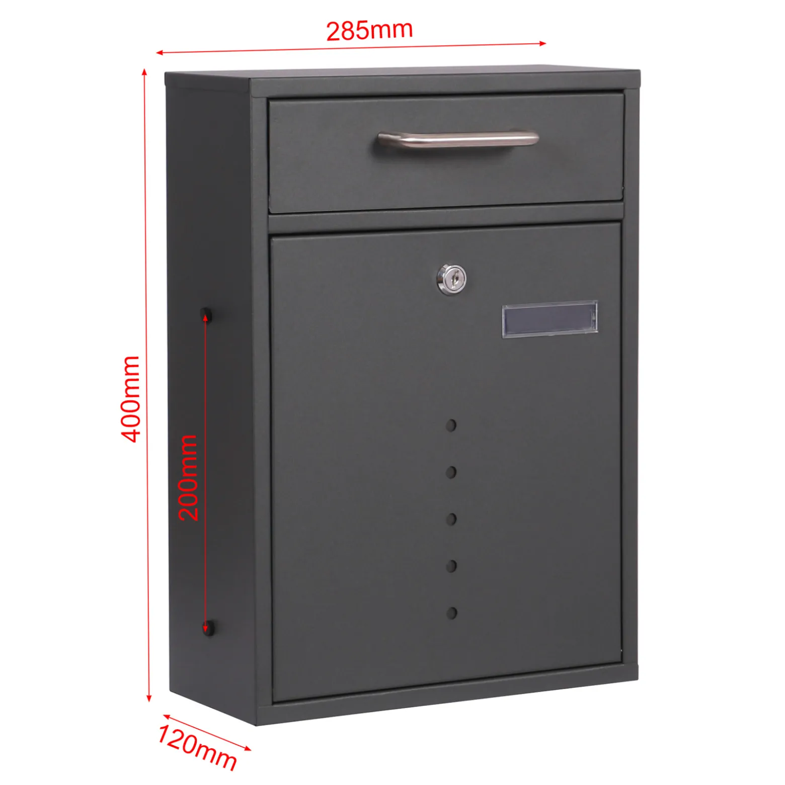 2x3 Briefkasten V51 in Anthrazit Postkasten abschließbarer Wandbriefkasten mit Sichtfenstern