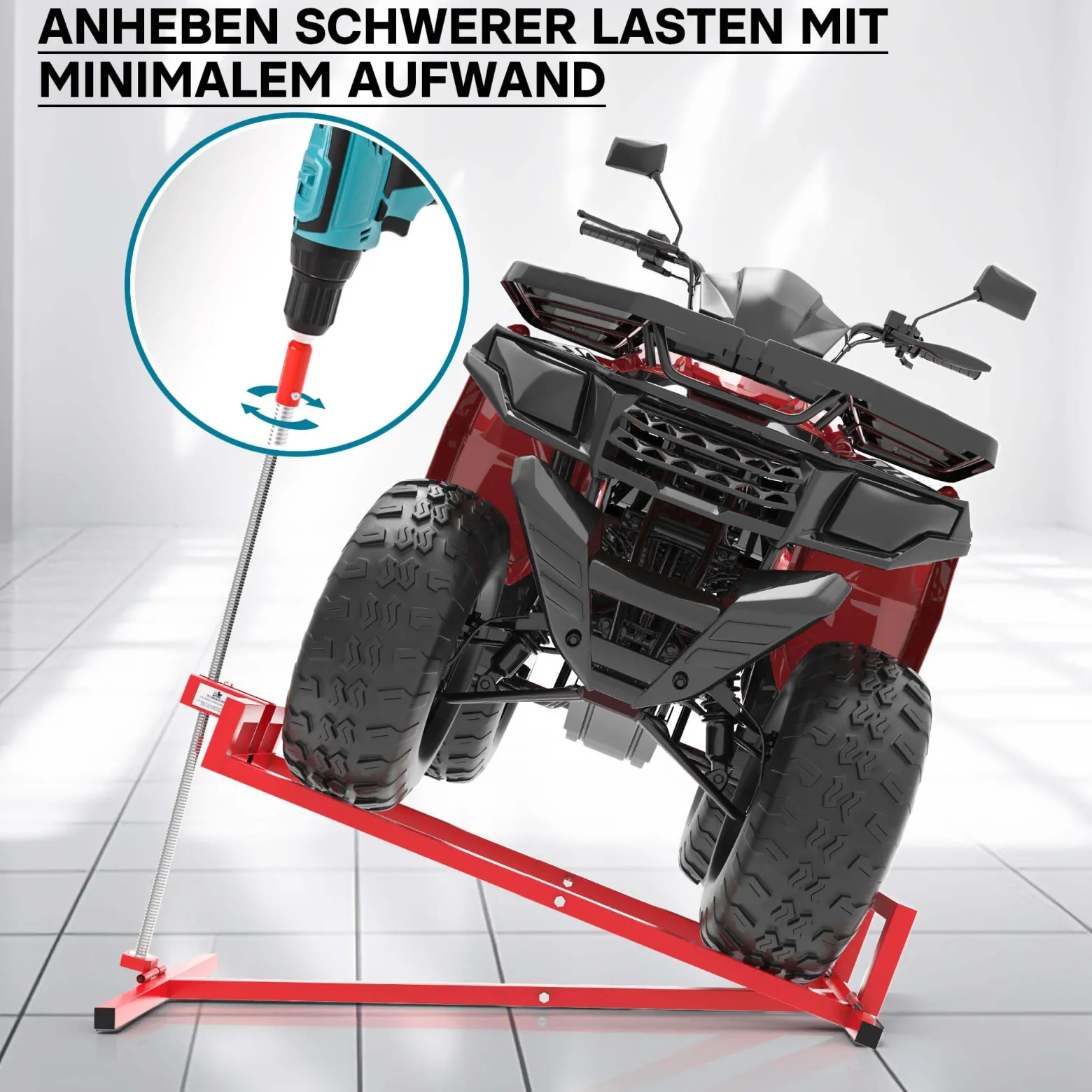XPOtool Adapter Rasentraktorheber für Akkuschrauber zum Kurbeln von Hebevorrichtung für Aufsitzmäher