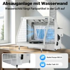 XPOtool Airbrush Absauganlage mit Wasserwand 11m³/min, Wasserfall Wasserschild mit LED und Lüfter zur Farbnebel Absaugung, hochwertige Lackierkabine für Airbrush-Arbeiten