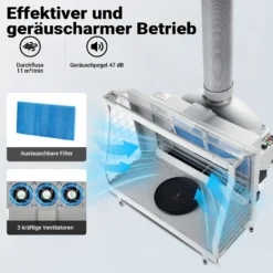 XPOtool Airbrush Absauganlage mit Wasserwand 11m³/min, Wasserfall Wasserschild mit LED und Lüfter zur Farbnebel Absaugung, hochwertige Lackierkabine für Airbrush-Arbeiten