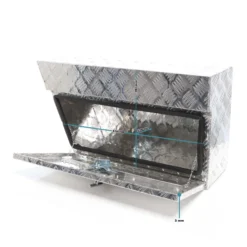 XPOtool Alu Unterbaubox links 75x25x40 cm / 6 kg bis 60 L / 40 kg vollgeschweißt robust für Pkw, Anhänger, Lkw Nutzfahrzeuge, robuste Staubox und Werkzeugkiste - Unterflurbox Deichselbox Staukasten