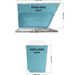 XPOtool Alu Unterbaubox rechts 60x25x40cm / 6 kg bis 50 L / 20 kg vollgeschweißt robust für Pkw, Anhänger, Lkw Nutzfahrzeuge, robuste Staubox und Werkzeugkiste - Unterflurbox Deichselbox Staukasten