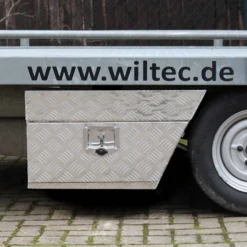 XPOtool Alu Unterbaubox rechts 75x25x40cm / 6 kg bis 60 L / 40 kg vollgeschweißt robust für Pkw, Anhänger, Lkw Nutzfahrzeuge, robuste Staubox und Werkzeugkiste - Unterflurbox Deichselbox Staukasten