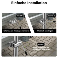 XPOtool Anhängerstütze 2 Stück, höhenverstellbar 510-760 mm, 130 x 90 x 760 mm, Abstellstütze mit 2 Klemmhaltern Ø 48 mm, Anhänger
