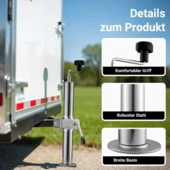 XPOtool Anhängerstütze 2 Stück, höhenverstellbar 510-760 mm, 130 x 90 x 760 mm, Abstellstütze mit 2 Klemmhaltern Ø 48 mm, Anhänger