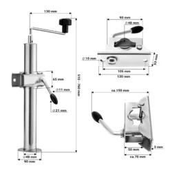 XPOtool Anhängerstütze 2 Stück, höhenverstellbar 510-760 mm, 130 x 90 x 760 mm, Abstellstütze mit 2 Klemmhaltern Ø 48 mm, Anhänger