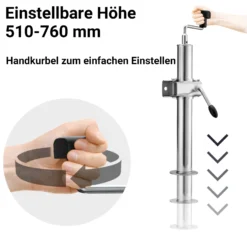 XPOtool Anhängerstütze 2 Stück, höhenverstellbar 510-760 mm, 130 x 90 x 760 mm, Abstellstütze mit 2 Klemmhaltern Ø 48 mm, Anhänger