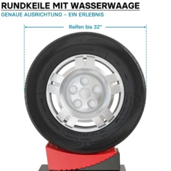 XPOtool Auffahrkeile Wohnmobil 10cm 13,6t Auffahrkeile Set mit 2 Rundkeilen, 2 Unterlegkeilen, 1 Gummimatte, 1 Wasserwaage für Wohnmobil und Wohnwagen