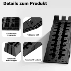 XPOtool Auffahrrampen bis 5t aus Kunststoff 2 Stück Stabile Autorampen für schwerere Fahrzeuge Pkw Auto Kfz Rampe