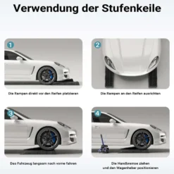 XPOtool Auffahrrampen extra flach 2 Stück aus Kunststoff bis 3 t Autorampe Pkw Auto Kfz Rampe für Sportwagen und tiefergelegte Fahrzeuge