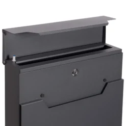 XPOtool Briefkasten V61 Anthrazit 370 x 105 x 370 mm, Wandbriefkasten mit Schloss, Soft Close Klappe und Zeitungsfach, Postkasten aus Stahl pulverbeschichtet