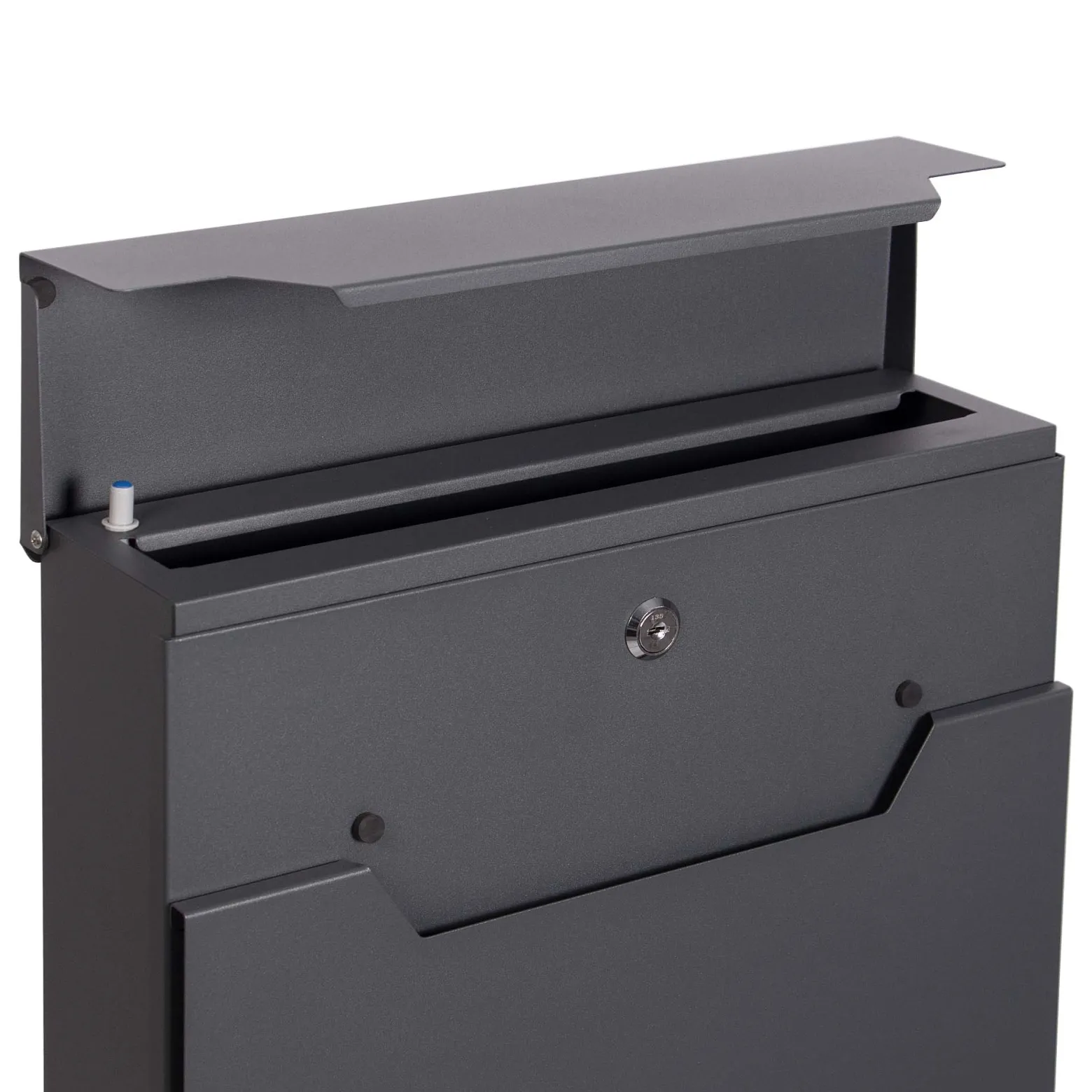 XPOtool Briefkasten V61 Anthrazit 370 x 105 x 370 mm, Wandbriefkasten mit Schloss, Soft Close Klappe und Zeitungsfach, Postkasten aus Stahl pulverbeschichtet