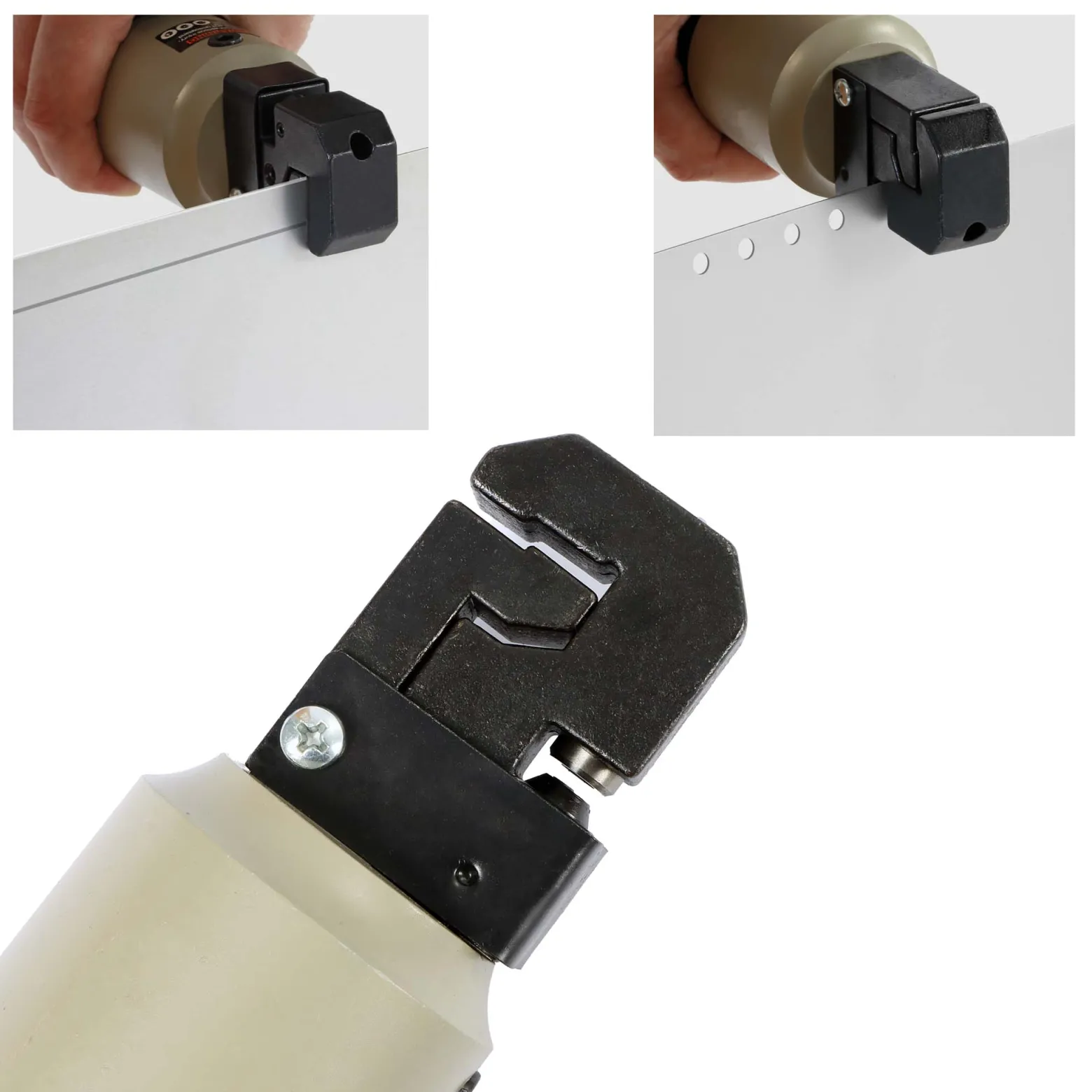 XPOtool Druckluft Kombi Loch- und Absetzzange mit 5mm Stempel und 13 mm Absetztiefe für Kfz Bleche