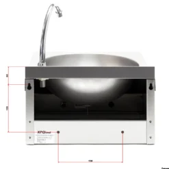 XPOtool Edelstahl Gastro Waschbecken mit rundem Innenbecken, hygienische Kniebetätigung zur Wandmontage für Gastronomie Küche Werkstatt