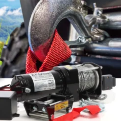 XPOtool Elektrische Seilwinde 1587kg 12V, Seilzug mit 10,5m Stahlseil, 1,5PS Motorwinde für Offroad, Hebezug für Fahrzeuge, Anhänger und Boote