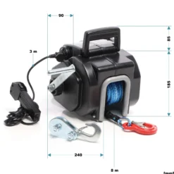 XPOtool Elektrische Seilwinde 12V 450W bis 2267kg, 1,38m/min, Motorwinde mit Seilzug, Elektroseilwinde mit Haken und Montageplatte
