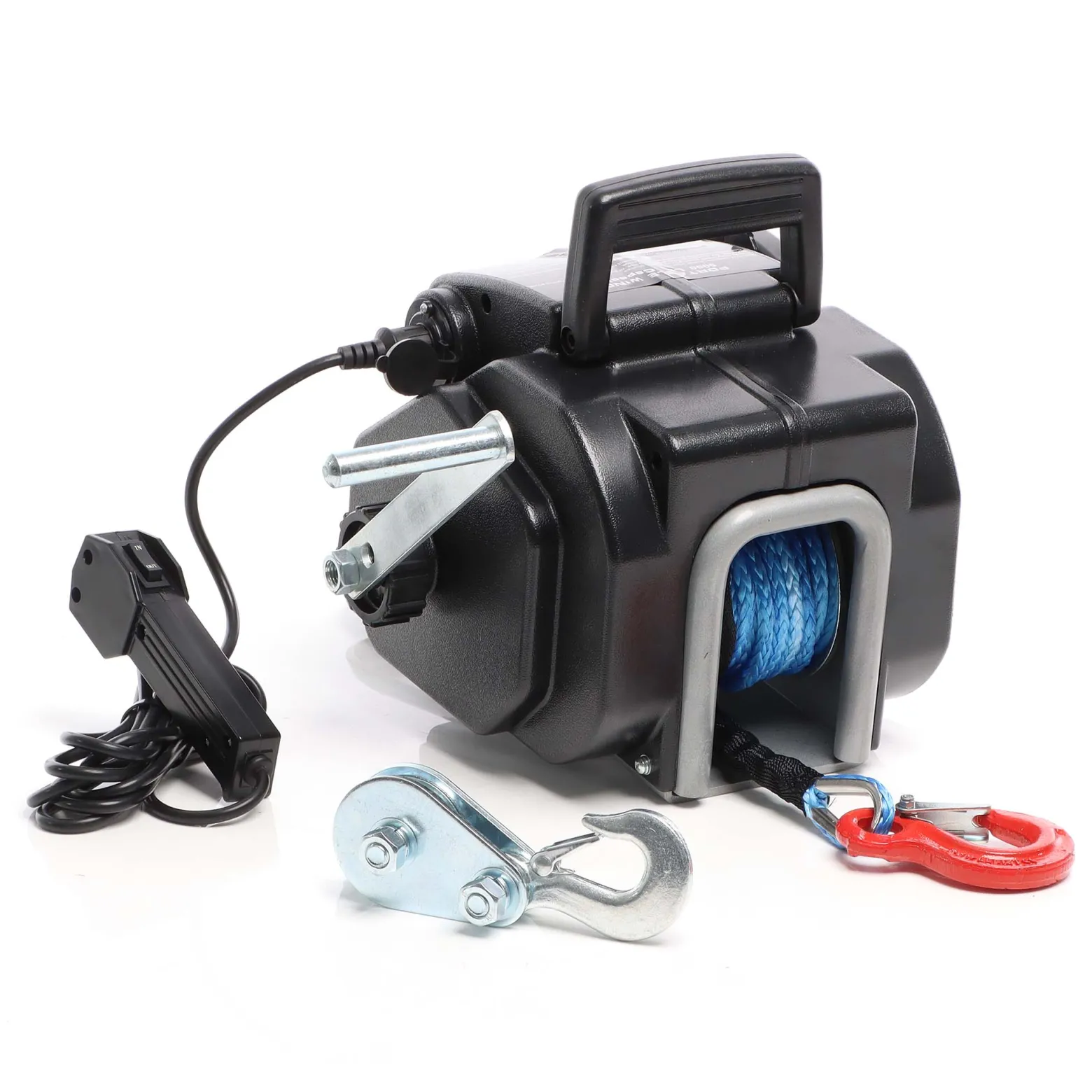 XPOtool Elektrische Seilwinde 12V 450W bis 2267kg, 1,38m/min, Motorwinde mit Seilzug, Elektroseilwinde mit Haken und Montageplatte