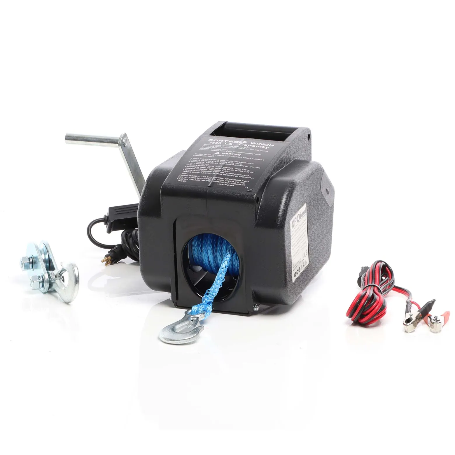 XPOtool Elektrische Seilwinde 12V 350W bis 1570kg, 1,8m/min, Motorwinde mit Seilzug, Elektroseilwinde mit Haken und Montageplatte