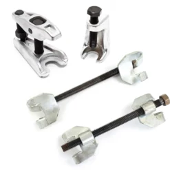 XPOtool Federspanner Satz 4-tlg. 355 mm aus Stahl, mit Kugelgelenkabzieher Montagespanner Audrücker, für Pkw Tuning Tieferlegung, Spannwerkzeug