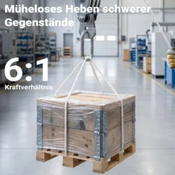 XPOtool Flaschenzug bis 180 kg mit 20 m Nylonseil, Seilzug mit Umlenkrolle und Sicherungsringe, Handseilwinde bis 3 m Hubhöhe, Handseilzug 6:1