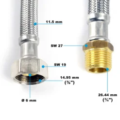 XPOtool Flexschlauch 600 mm Länge, Innendurchmesser DN8, 3/4