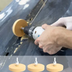 XPOtool Folienradierer 3 Stück Ø 88 mm mit 6 mm Adapter zum Entfernen von Kleberesten, Autoplaketten und Aufklebern, Klebeentferner mit Gummi Radierscheibe für Auto und andere Fahrzeuge