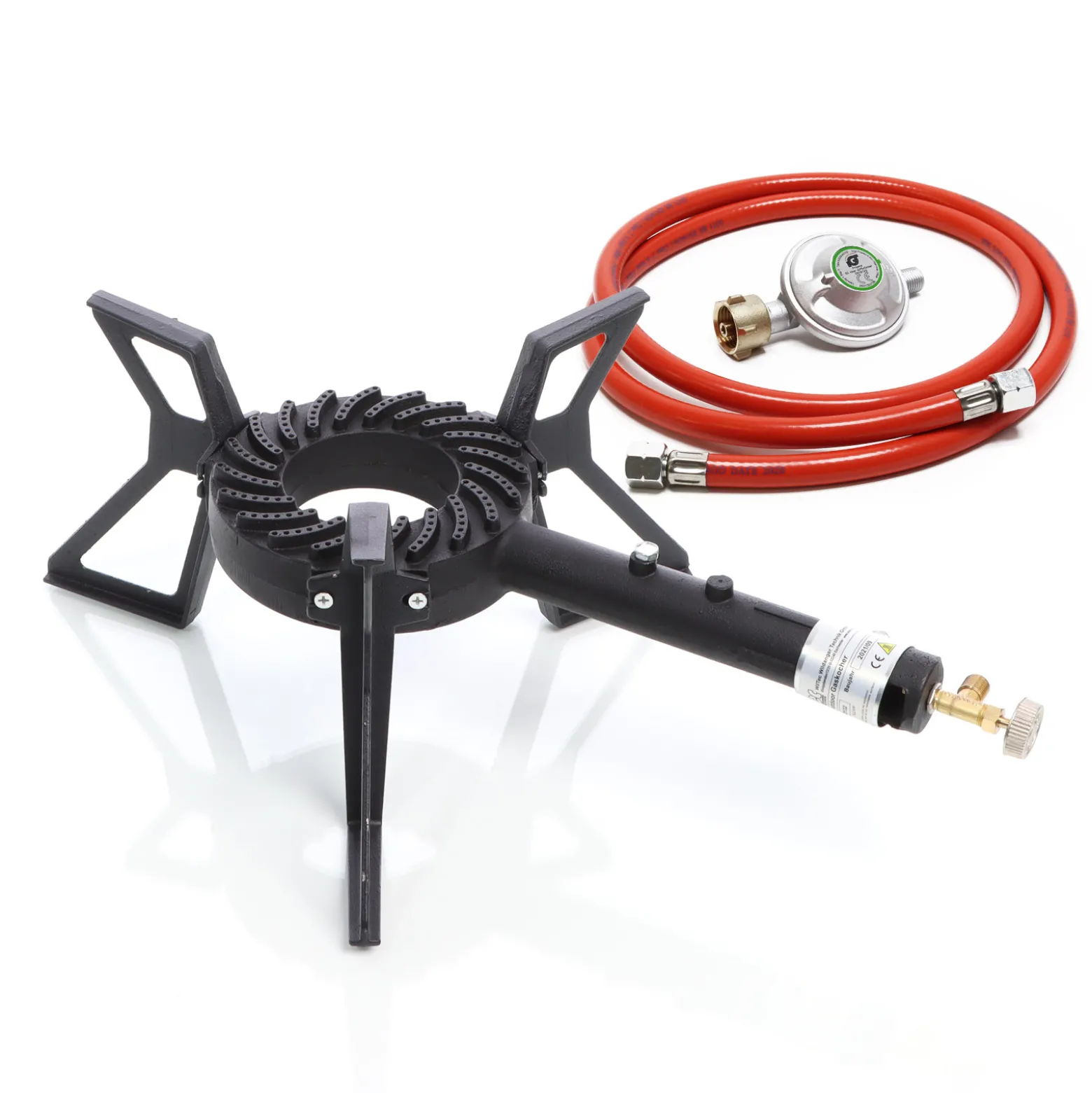 XPOtool Gaskocher Set max. 8 kW mit Gasdruckregler 50 mbar DE und Gasschlauch 1,5 m für Outdoor und Camping Gas Campingkocher