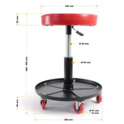 XPOtool Höhenverstellbarer Werkstattwagen mit Rollen 360° drehbar Rollhocker mit Werkzeugablage Hocker mit Stauraum Werkstattstuhl Rollhocker höhenverstellbar