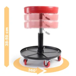 XPOtool Höhenverstellbarer Werkstattwagen mit Rollen 360° drehbar Rollhocker mit Werkzeugablage Hocker mit Stauraum Werkstattstuhl Rollhocker höhenverstellbar