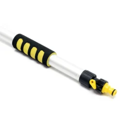 XPOtool 2in1 3D Teleskop Waschbürste mit Schlauchanschluss 145-300cm mit 2 Köpfen Bürste Schwamm Abzieher für Pkw, Lkw, Wohnmobil