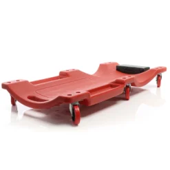 XPOtool Kfz Montageliege 91x42,5x11,5 cm bis 100 kg aus Kunststoff, Rollbrett mit abnehmbarer Kopfstütze & 2 Werkzeugfächern, Rollliege, Werkstattliege