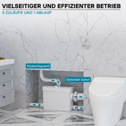 XPOtool 3/1 Kleinhebeanlage mit seitlichem Anschluss, Hebeanlage 450 W mit Häcksler, Abwasserhebeanlage bis 7,5 m, Fäkalienhebeanlage für WC und Dusche