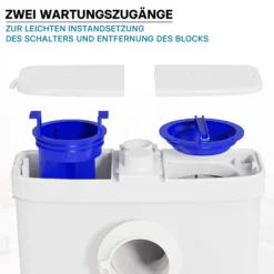 XPOtool 3/1 Kleinhebeanlage mit Frontanschluss, Hebeanlage 450 W mit Häcksler, Abwasserhebeanlage bis 7,5 m, Fäkalienhebeanlage für WC und Dusche