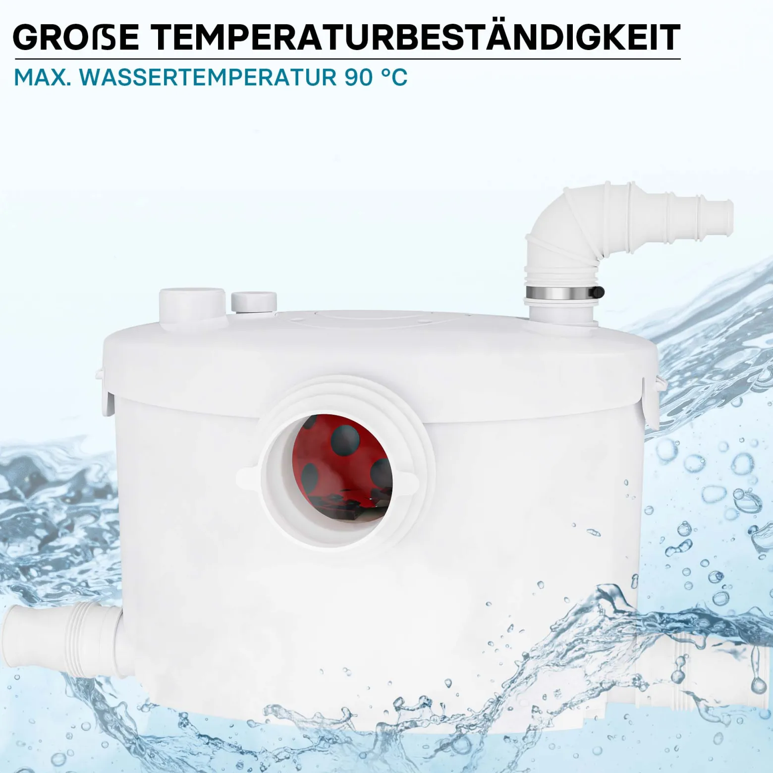 XPOtool 4/1 Kleinhebeanlage 400 W mit Häcksler, Hebeanlage bis 8,5 m Höhe, Abwasserhebeanlage mit 4 Einlässen, Fäkalienhebeanlage für WC und Dusche